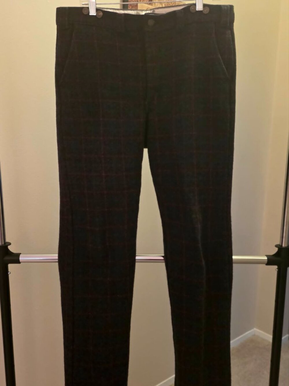 CODET HEAVYWEIGHT 100% WOOL PANTS BLUE RED PLAID HUNTING CANADA MEN'S 36 X 33